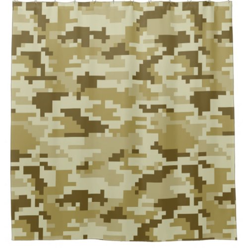 8 Bit Pixel Digital Desert Camouflage  Camo Shower Curtain