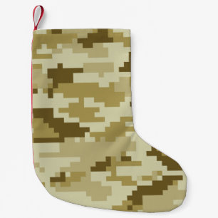 8 Bit Pixel Digital Desert Camouflage / Camo Small Christmas Stocking