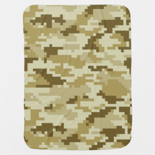 8 Bit Pixel Digital Desert Camouflage / Camo Stroller Blanket