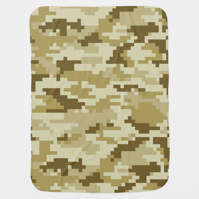 8 Bit Pixel Digital Desert Camouflage / Camo Stroller Blanket (Front)