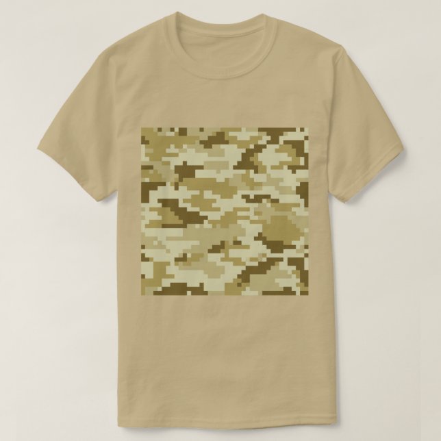 8 Bit Pixel Digital Desert Camouflage / Camo T-Shirt (Design Front)
