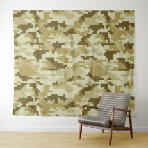 8 Bit Pixel Digital Desert Camouflage / Camo Tapestry