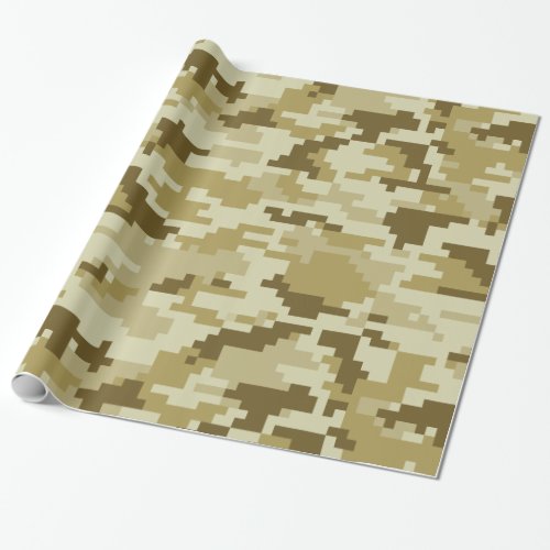 8 Bit Pixel Digital Desert Camouflage  Camo Wrapping Paper