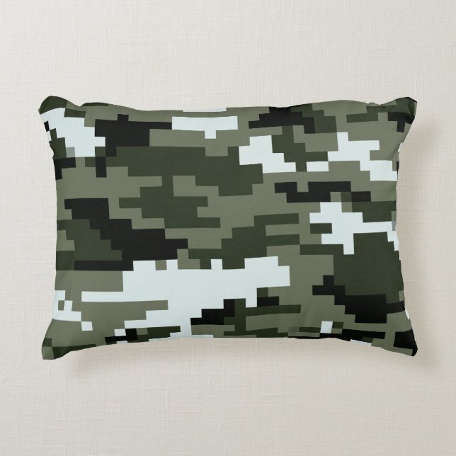 8 Bit Pixel Digital Urban Camouflage / Camo Accent Pillow (Front)