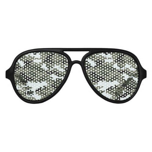 8 Bit Pixel Digital Urban Camouflage  Camo Aviator Sunglasses