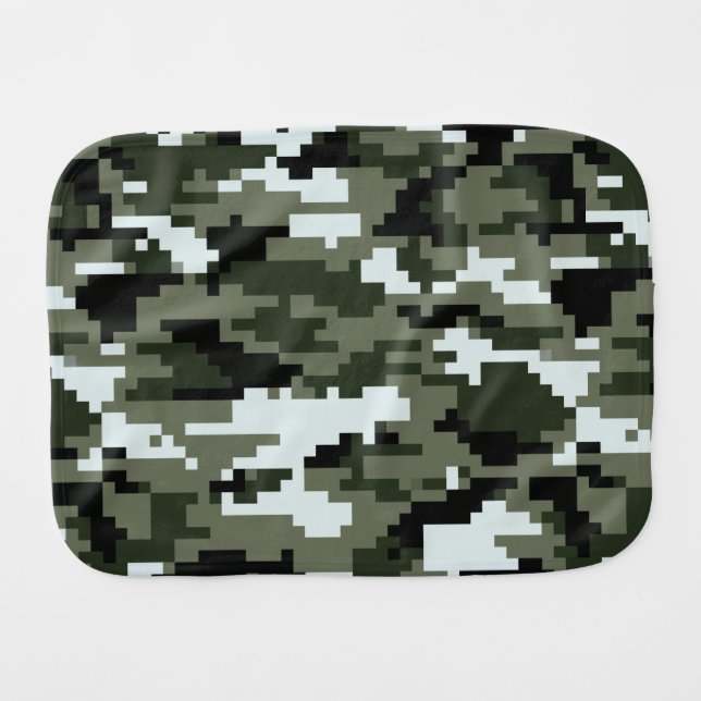 8 Bit Pixel Digital Urban Camouflage / Camo Baby Burp Cloth (Front Horizontal)