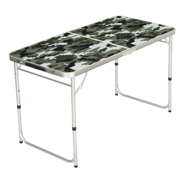 8 Bit Pixel Digital Urban Camouflage / Camo Beer Pong Table (Angled)