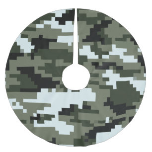 8 Bit Pixel Digital Urban Camouflage / Camo Brushed Polyester Tree Skirt