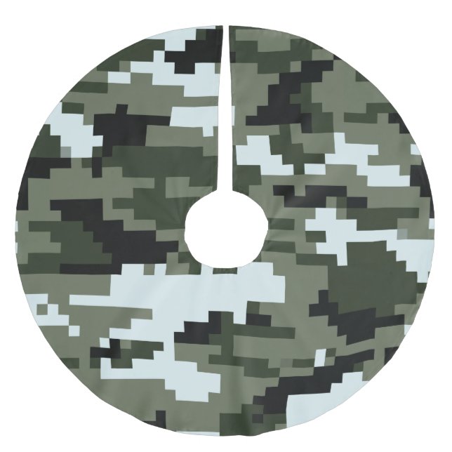 8 Bit Pixel Digital Urban Camouflage / Camo Brushed Polyester Tree Skirt (Front)