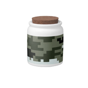 8 Bit Pixel Digital Urban Camouflage / Camo Candy Jar