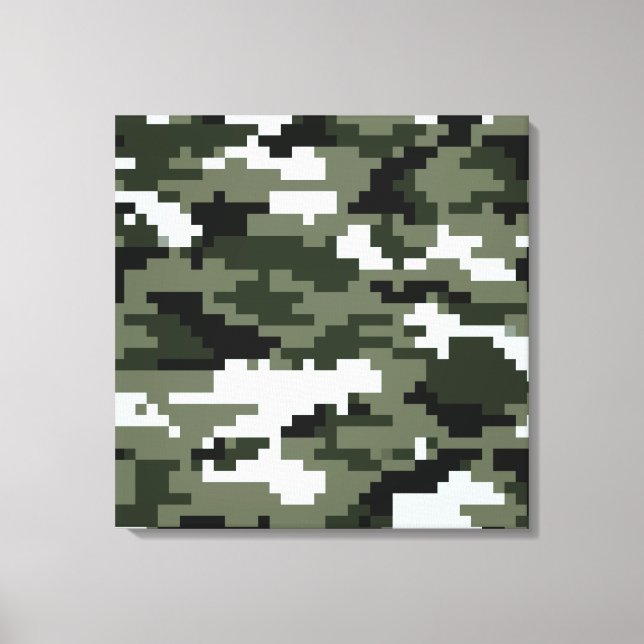 8 Bit Pixel Digital Urban Camouflage / Camo Canvas Print (Front)