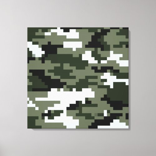8 Bit Pixel Digital Urban Camouflage  Camo Canvas Print