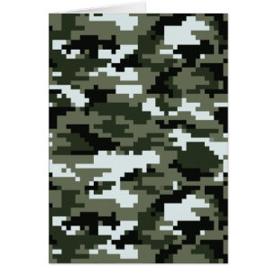 8 Bit Pixel Digital Urban Camouflage / Camo Card