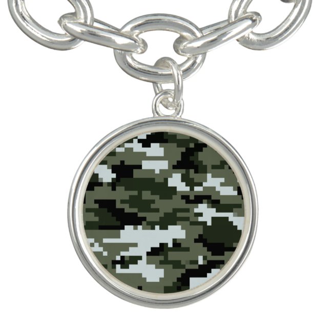 8 Bit Pixel Digital Urban Camouflage / Camo Charm Bracelet (Design)
