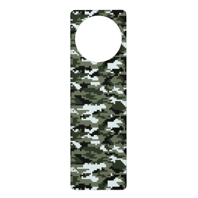 8 Bit Pixel Digital Urban Camouflage / Camo Door Hanger (Front)