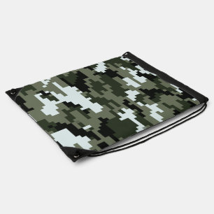 8 Bit Pixel Digital Urban Camouflage / Camo Drawstring Bag