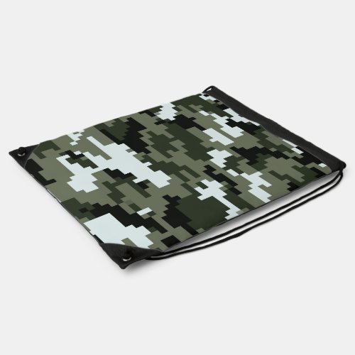 8 Bit Pixel Digital Urban Camouflage  Camo Drawstring Bag