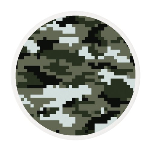 8 Bit Pixel Digital Urban Camouflage  Camo Edible Frosting Rounds