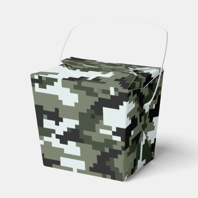 8 Bit Pixel Digital Urban Camouflage / Camo Favor Boxes (Front Side)