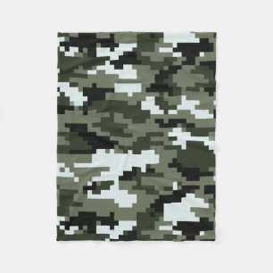 8 Bit Pixel Digital Urban Camouflage / Camo Fleece Blanket