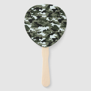 8 Bit Pixel Digital Urban Camouflage / Camo Hand Fan