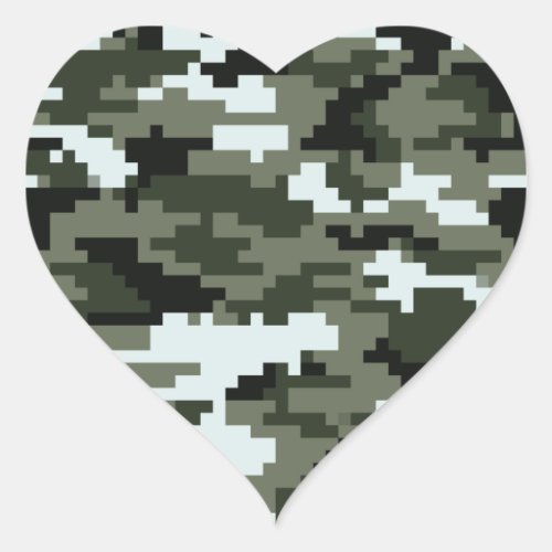 8 Bit Pixel Digital Urban Camouflage  Camo Heart Sticker
