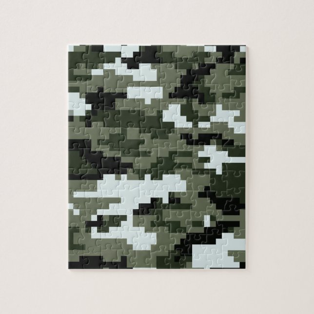 8 Bit Pixel Digital Urban Camouflage / Camo Jigsaw Puzzle (Vertical)