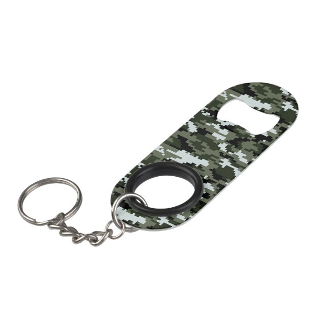 8 Bit Pixel Digital Urban Camouflage / Camo Keychain Bottle Opener (Front Angled)
