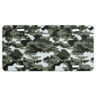 8 Bit Pixel Digital Urban Camouflage / Camo License Plate
