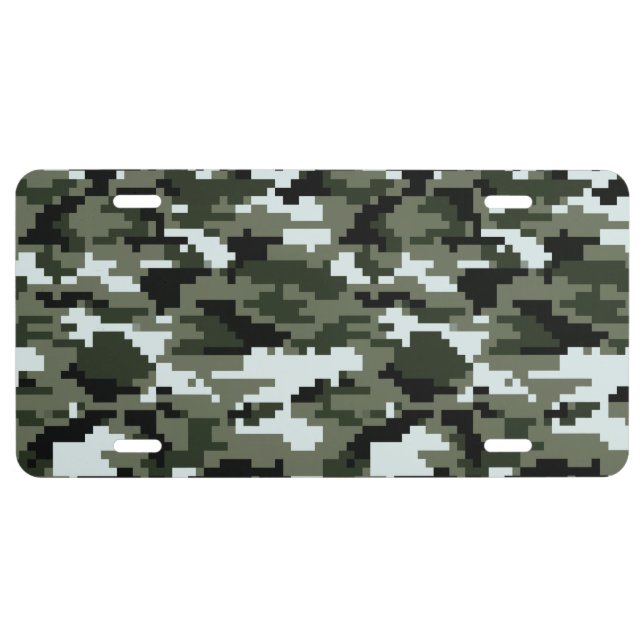 8 Bit Pixel Digital Urban Camouflage / Camo License Plate (Front)