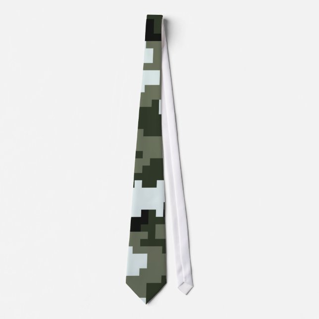 8 Bit Pixel Digital Urban Camouflage / Camo Neck Tie (Front)