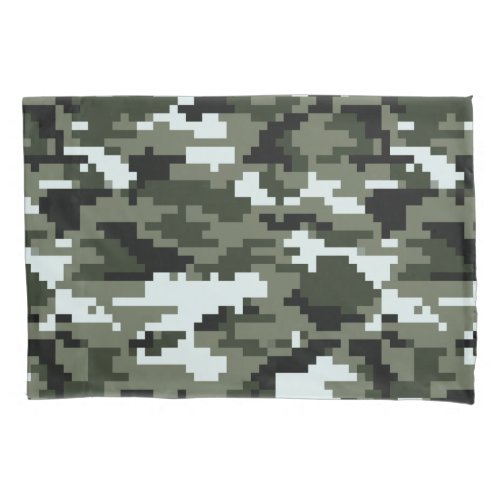 8 Bit Pixel Digital Urban Camouflage  Camo Pillowcase