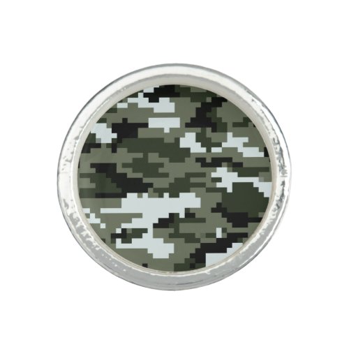 8 Bit Pixel Digital Urban Camouflage  Camo Ring