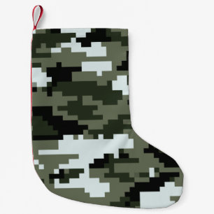 8 Bit Pixel Digital Urban Camouflage / Camo Small Christmas Stocking