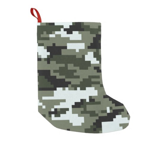 8 Bit Pixel Digital Urban Camouflage  Camo Small Christmas Stocking