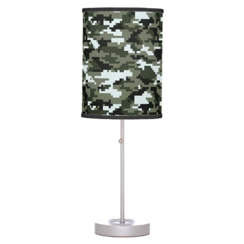 8 Bit Pixel Digital Urban Camouflage  Camo Table Lamp