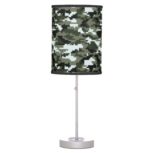 8 Bit Pixel Digital Urban Camouflage / Camo Table Lamp (Front)