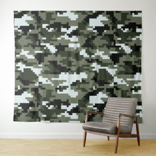 8 Bit Pixel Digital Urban Camouflage / Camo Tapestry