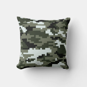 8 Bit Pixel Digital Urban Camouflage / Camo Throw Pillow