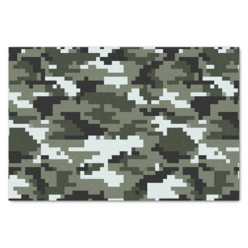 8 Bit Pixel Digital Urban Camouflage  Camo Tissue Paper
