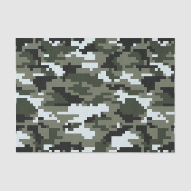 8 Bit Pixel Digital Urban Camouflage / Camo Tissue Paper (Front)