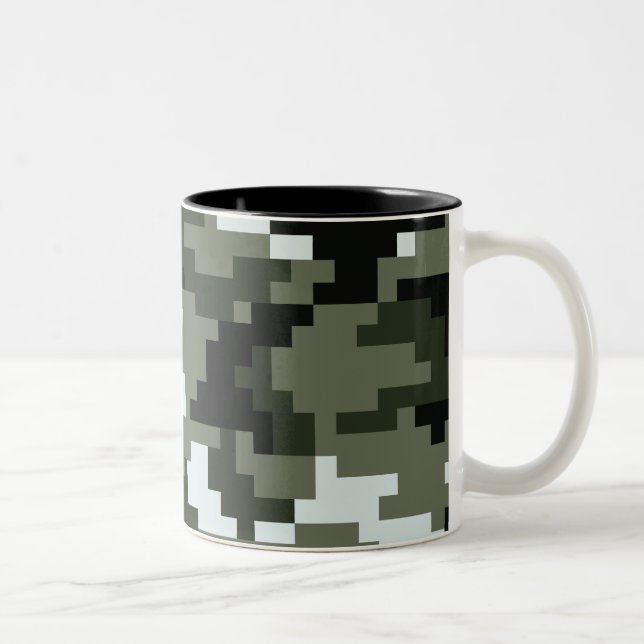 8 Bit Pixel Digital Urban Camouflage / Camo Two-Tone Coffee Mug (Right)