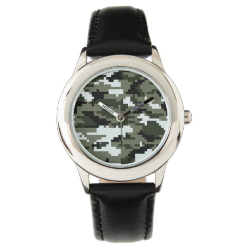 8 Bit Pixel Digital Urban Camouflage  Camo Watch