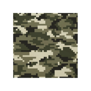 8 Bit Pixel Digital Urban Camouflage / Camo Wood Wall Art
