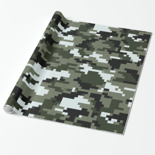8 Bit Pixel Digital Urban Camouflage / Camo Wrapping Paper