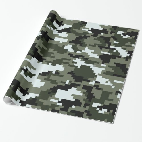 8 Bit Pixel Digital Urban Camouflage  Camo Wrapping Paper