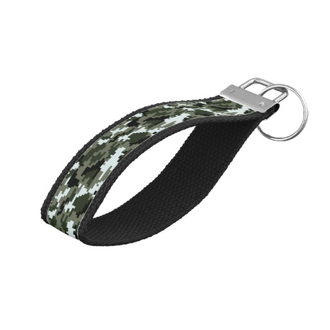 8 Bit Pixel Digital Urban Camouflage / Camo Wrist Keychain (Angled Up)