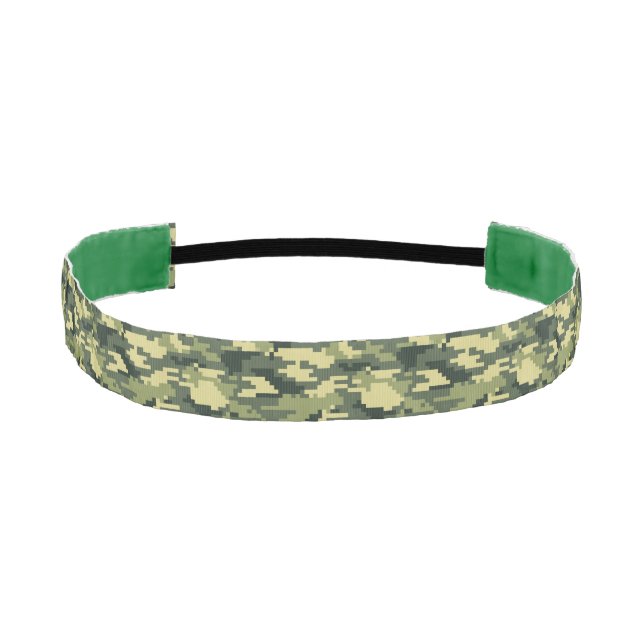 8 Bit Pixel Digital Woodland Camouflage / Camo Athletic Headband (Front)
