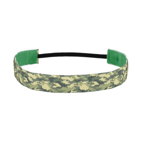 8 Bit Pixel Digital Woodland Camouflage  Camo Athletic Headband
