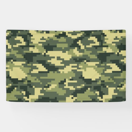 8 Bit Pixel Digital Woodland Camouflage  Camo Banner